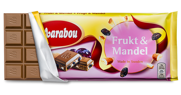 【瑞典】 最老牌巧克力巧Marabou frukt & Mandel 葡萄乾杏仁堅果巧克力(100g)
