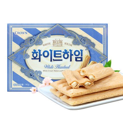 【韓國】Crown皇冠威化捲心酥-白巧克力香草口味