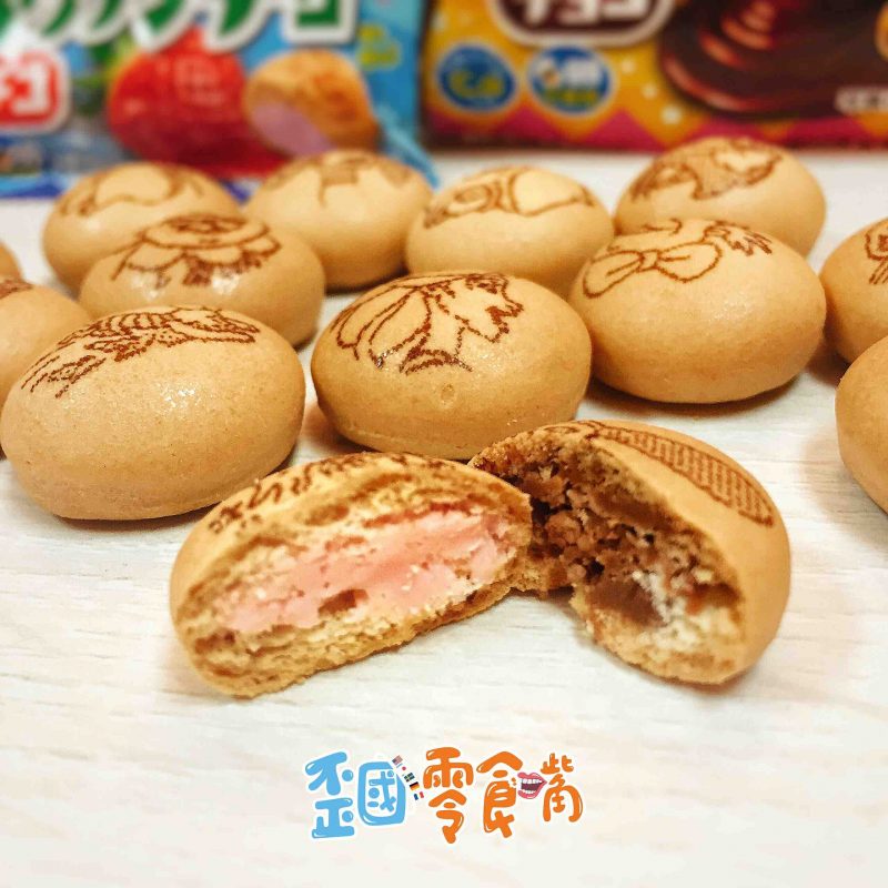 【日本】森永迪士尼巧克力_草莓餡餅乾四連3-min