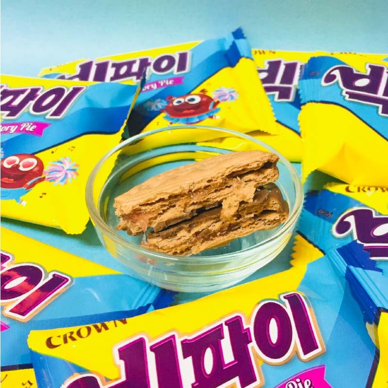 【韓國】CROWN BIG PIE藍莓醬夾心巧克力餅乾派(12入)199g4